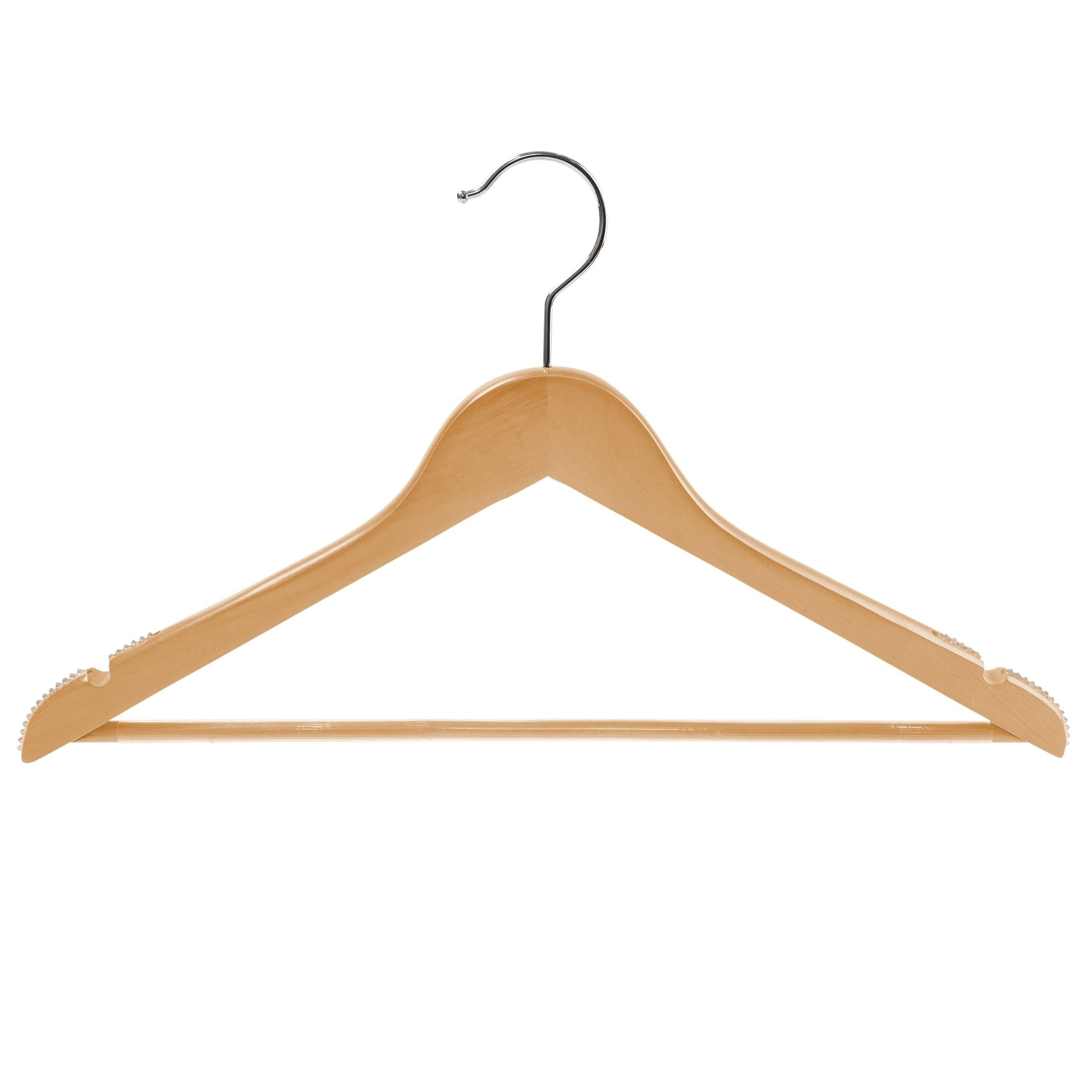 Quality Wooden Hangers - Semi Contoured Hanger Set in 20-Pack - Solid Wood Coat  Hangers with Stylish Chrome Hooks - Heavy-Duty Clothes, Jacket, Shirt,  Pants, Suit Curved Hangers (Natural, 20) 