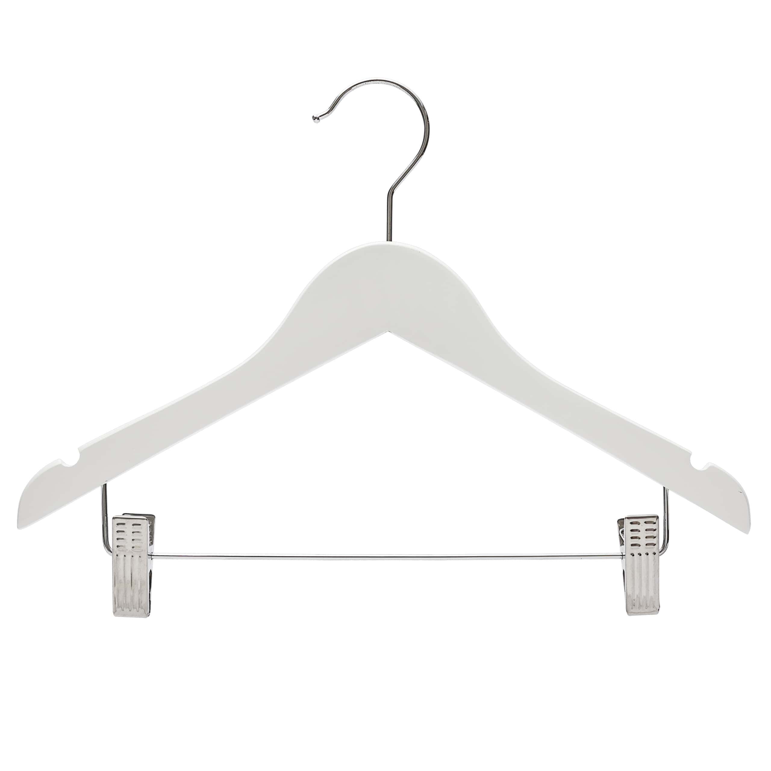 36cm White Wooden Baby Hangers W/Clips & Notches Sold in Bundles of 10/20/50/100