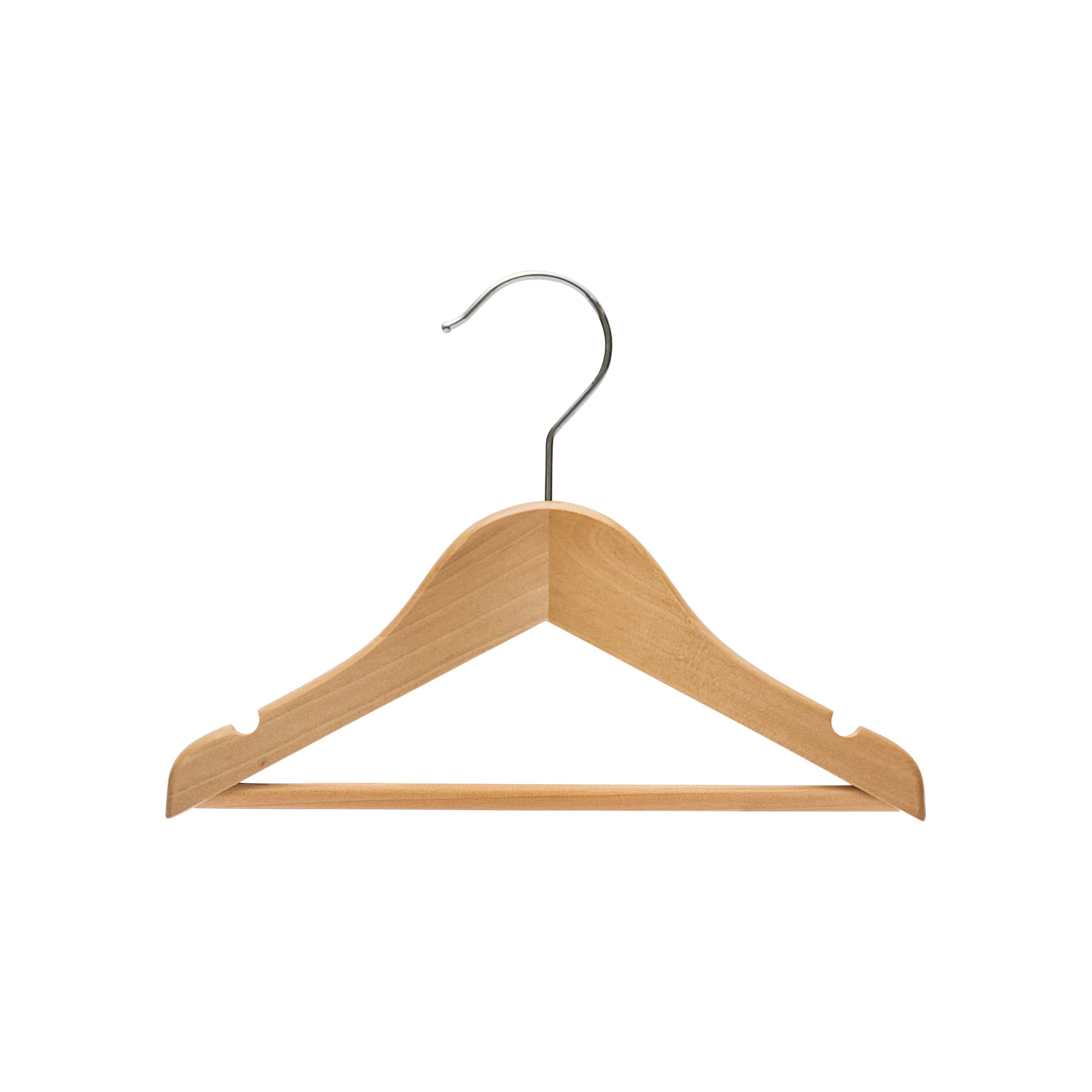 25cm Natural Wooden Baby Hanger w/ Bar Sold in Bundle of 10/20/50/100