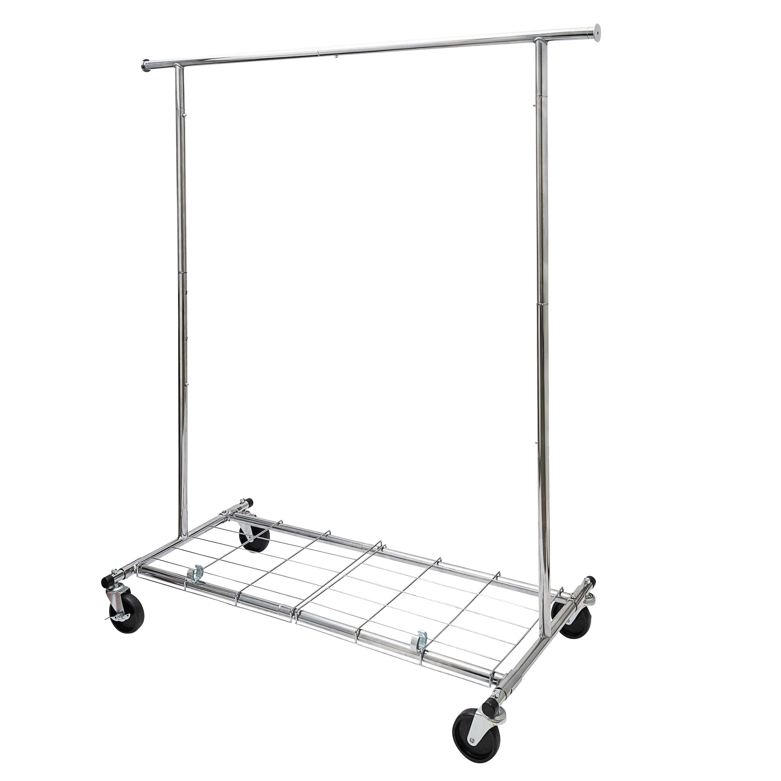 Home Essential Chrome Metal Rolling Garment Rack (100kgs Weight Capacity) & Removable Metal Bottom Screen Sold in 1/3