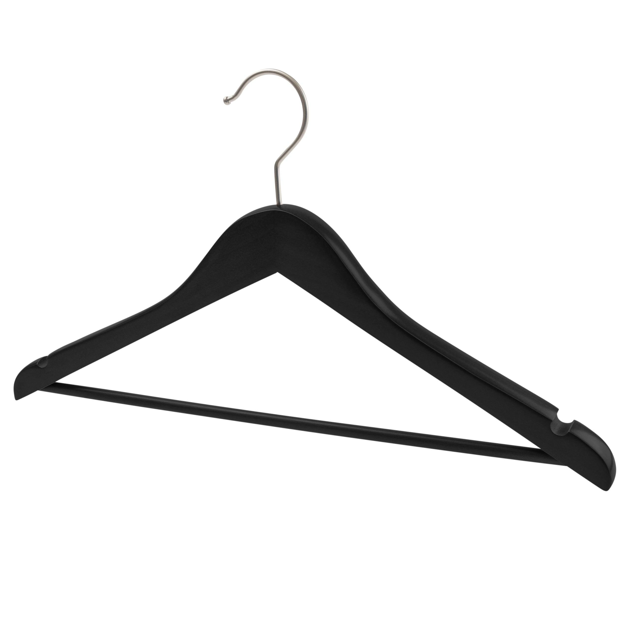 44.5cm Premium Black Wood Hanger With Bar 20mm Thick Sold in 10/20/50 - Mycoathangers